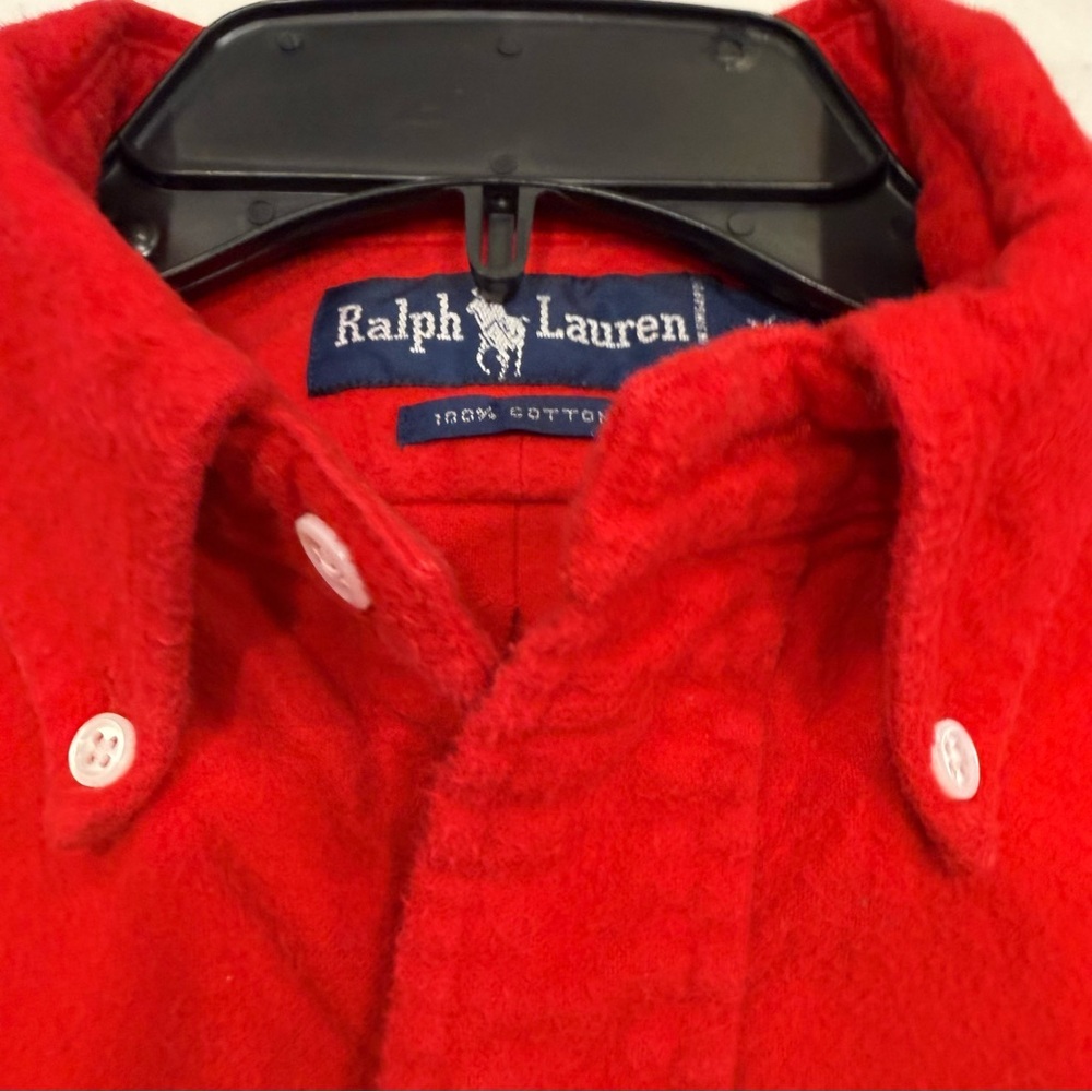 Ralph Lauren Red Button-Down Oxford Shirt with Navy Pony - Picture 7 of 13